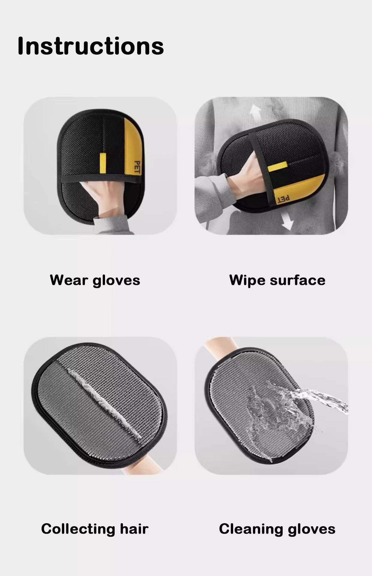 Electrostatic Pet Hair Removal Gloves